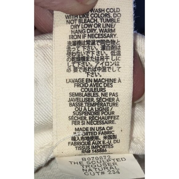 THE GREAT - The Sculpted Trouser Natural Hemp High Rise Wide Leg Cream Size 29 - Picture 11 of 11